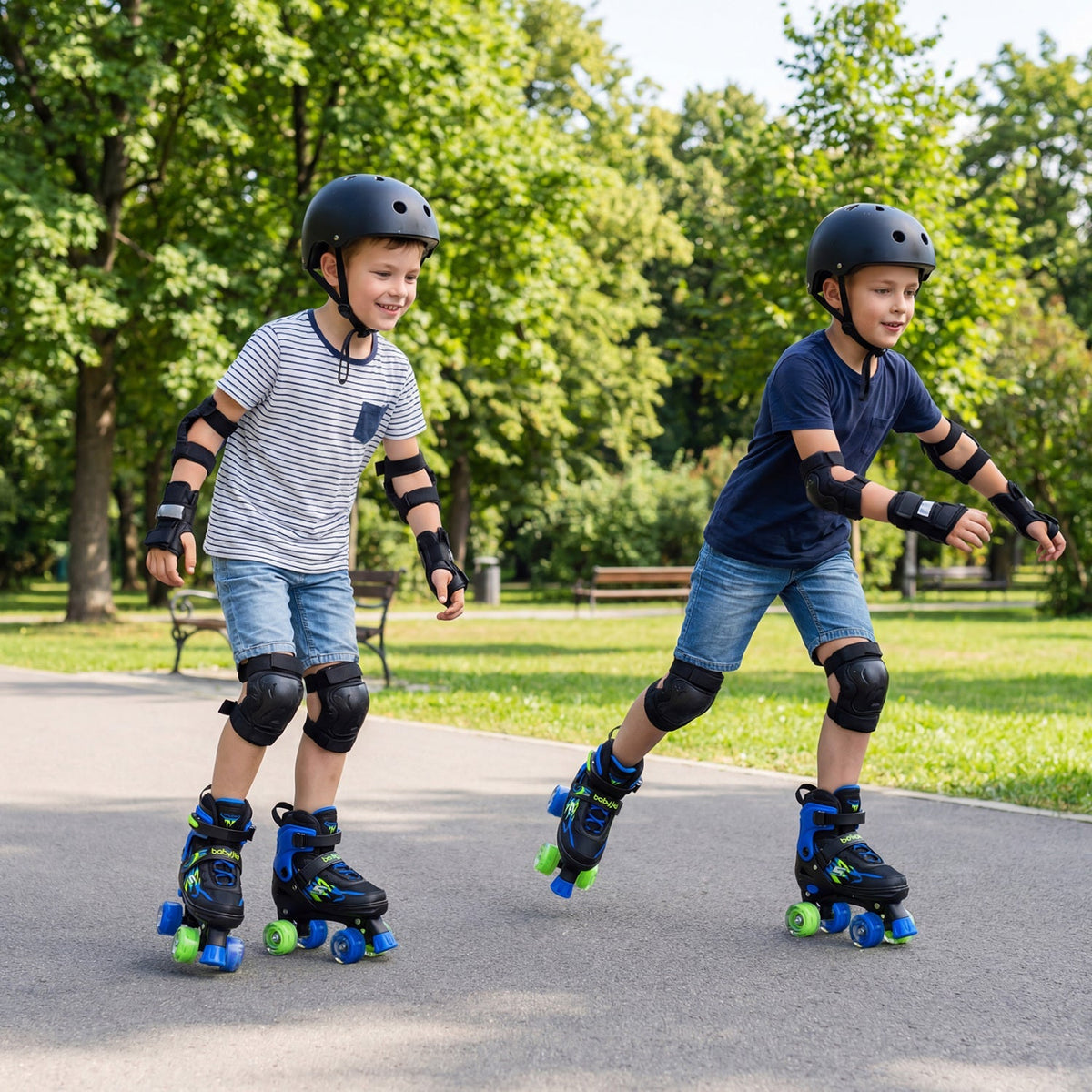 Kids Roller Skates for Girls Boys 4 Sizes Adjustable Quad Skates with Light-up Wheels for Outdoor by GBruno Store