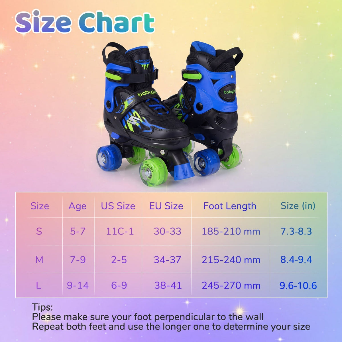 Kids Roller Skates for Girls Boys 4 Sizes Adjustable Quad Skates with Light-up Wheels for Outdoor by GBruno Store