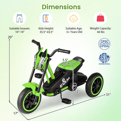 Kids Tricycle 3-Wheel Toddler Bike with Foot Pedals Forward Backward by GBruno Store