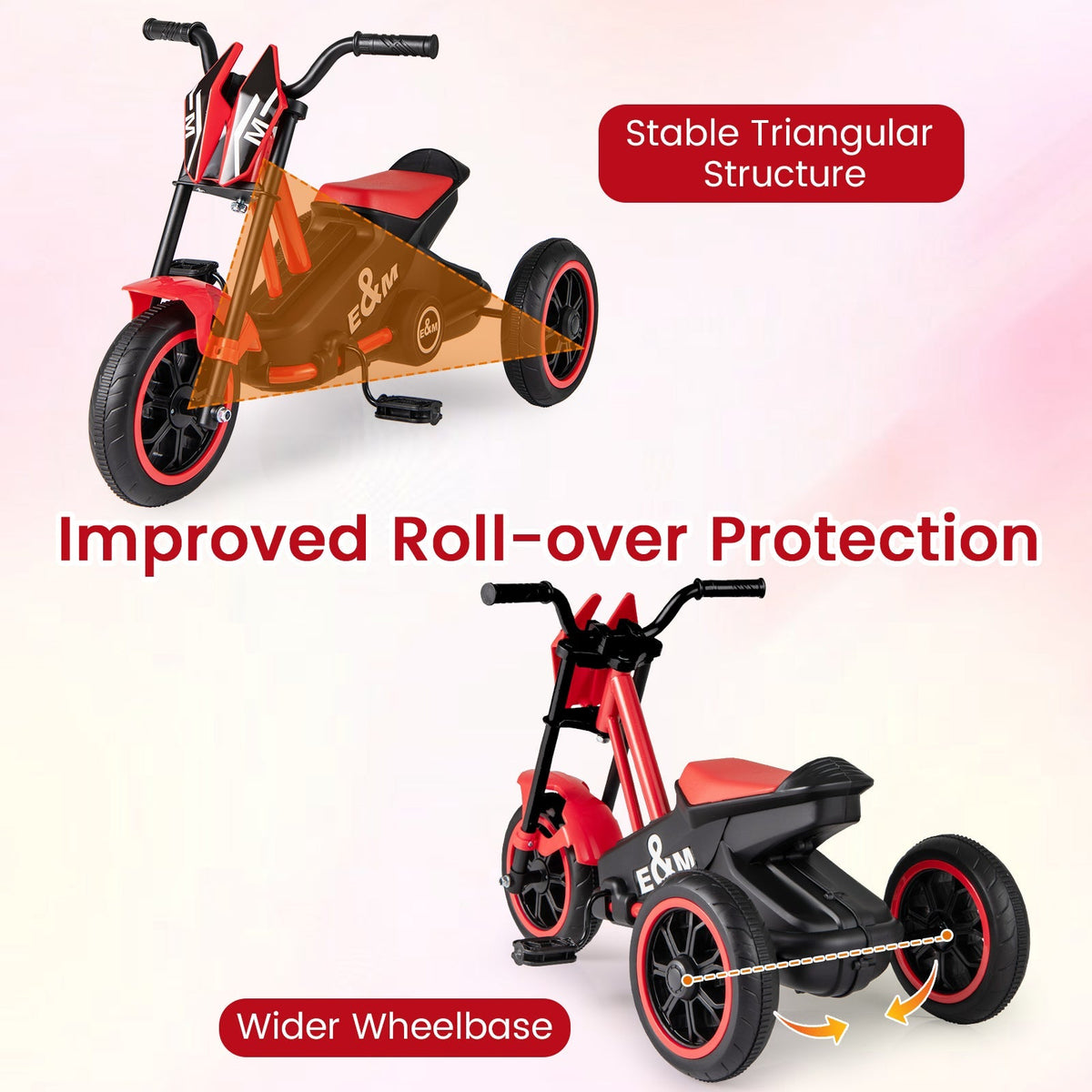 Kids Tricycle 3-Wheel Toddler Bike with Foot Pedals Forward Backward by GBruno Store