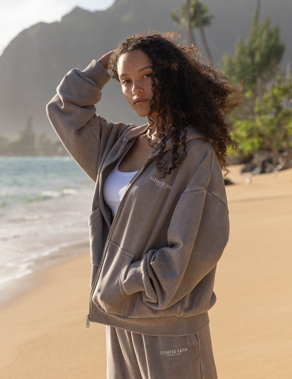 Kingdom Club Brown Full-Zip Hoodie by Elevated Faith