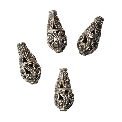 Sterling Silver Marcasite Teardrop Bead - 19mm by Continental Bead Suppliers