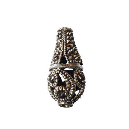Sterling Silver Marcasite Teardrop Bead - 19mm by Continental Bead Suppliers