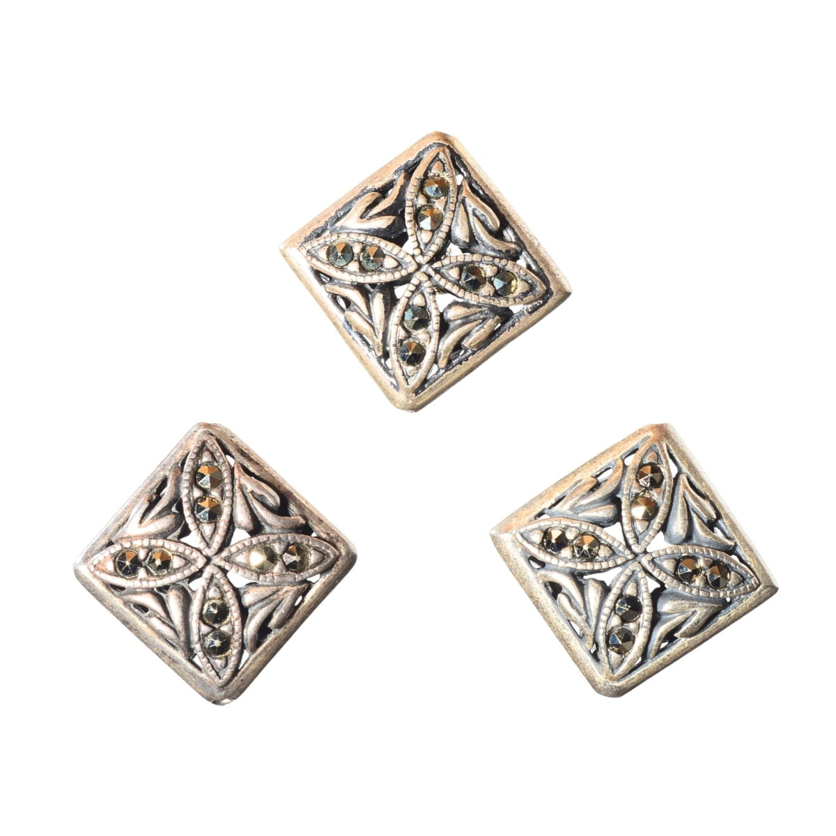 Sterling Silver Marcasite Diamond Bead 15mm - Point to Point Drill by Continental Bead Suppliers