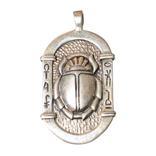 Sterling Silver Scarab Pendant - Vintage Egyptian Revival .925 Silver by Continental Bead Suppliers