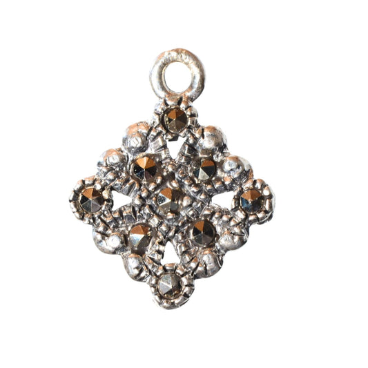 Sterling Silver Marcasite Mini Pendant - Ornate Diamond Shape (.925) by Continental Bead Suppliers