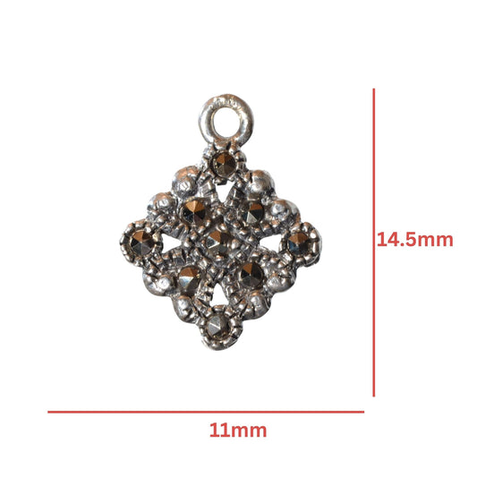 Sterling Silver Marcasite Mini Pendant - Ornate Diamond Shape (.925) by Continental Bead Suppliers