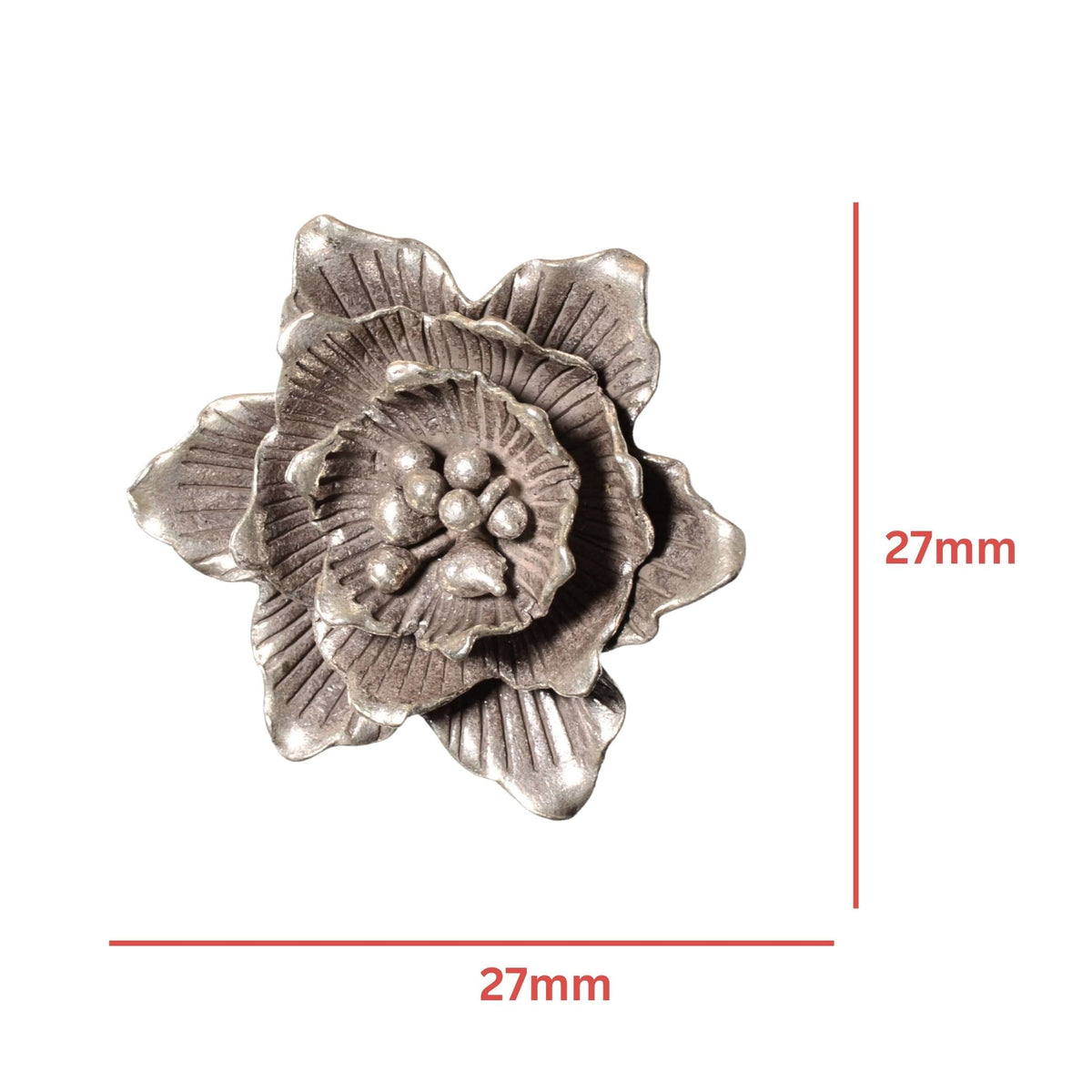 Sterling Silver Layered Rose Pendant - Vintage .925 Silver (27mm) by Continental Bead Suppliers