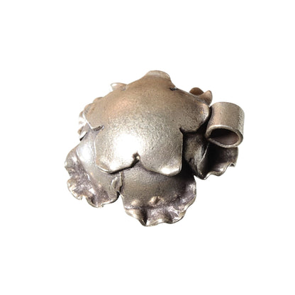 Sterling Silver Sculpted Rose Pendant - Vintage .925 Silver (22mm) by Continental Bead Suppliers