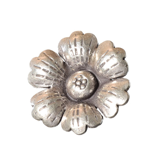 Sterling Silver Floral Pendant - Vintage .925 Silver (19mm) by Continental Bead Suppliers