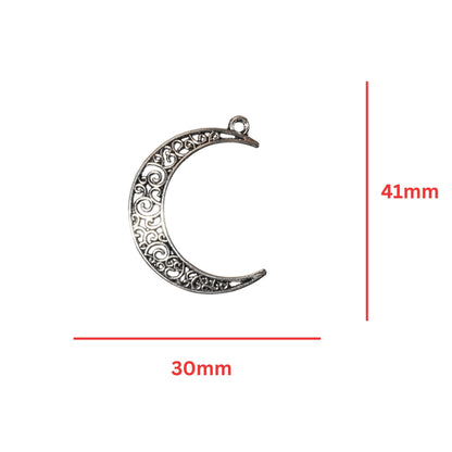 Filigree Crescent Moon Charm - Silver by Continental Bead Suppliers