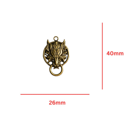 Wolf Head Connector Charm - Antique Brass by Continental Bead Suppliers