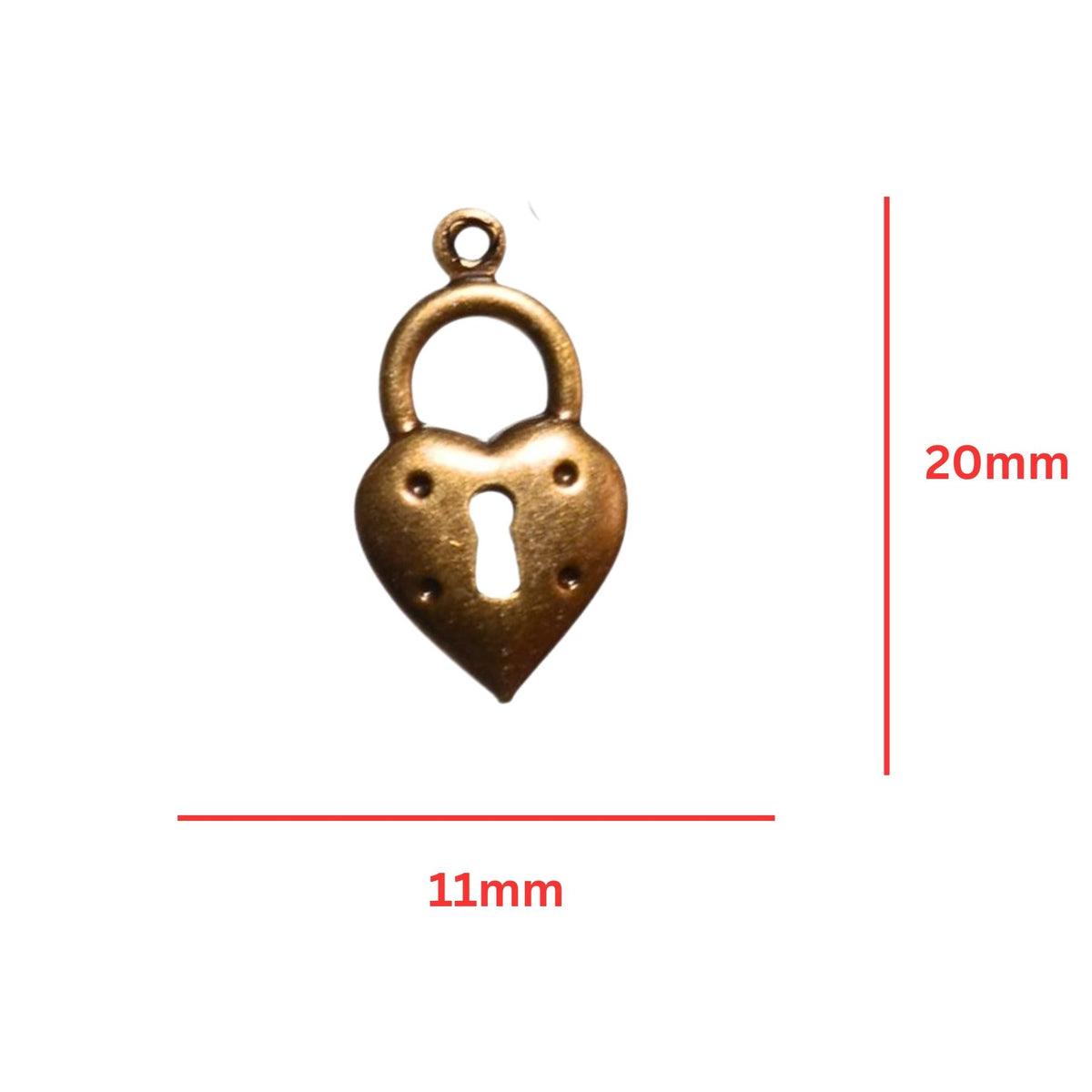 Heart Lock Charm - Antique Brass by Continental Bead Suppliers