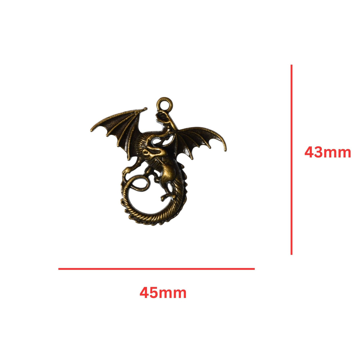 Dragon Charm Pendant - Antique Brass by Continental Bead Suppliers