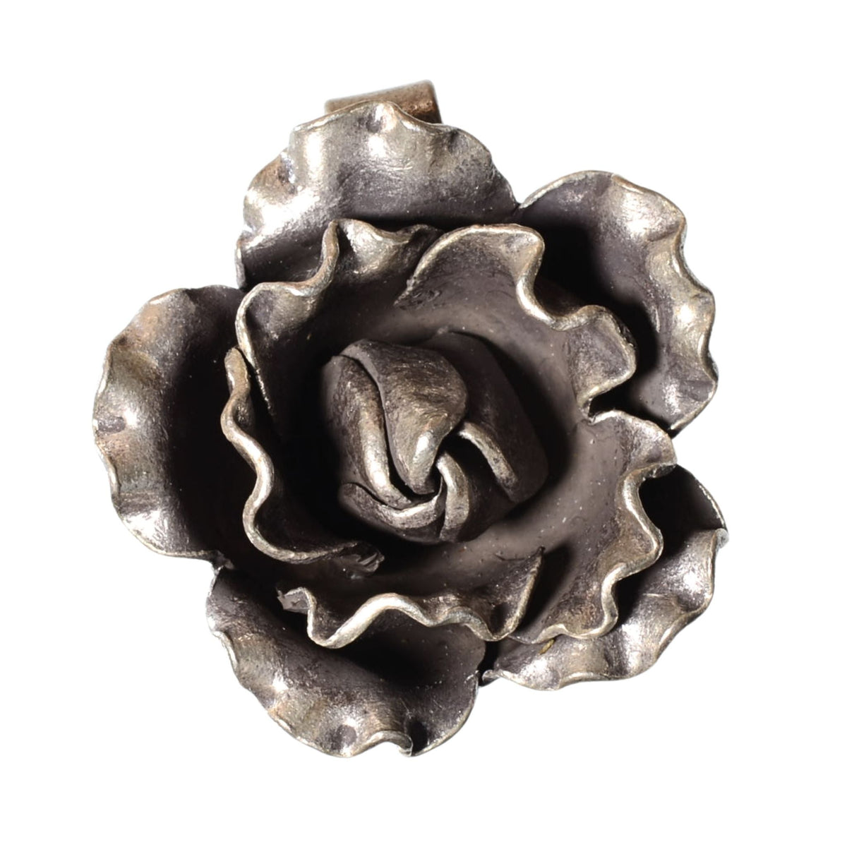 Sterling Silver Sculpted Rose Pendant - Vintage .925 Silver (22mm) by Continental Bead Suppliers