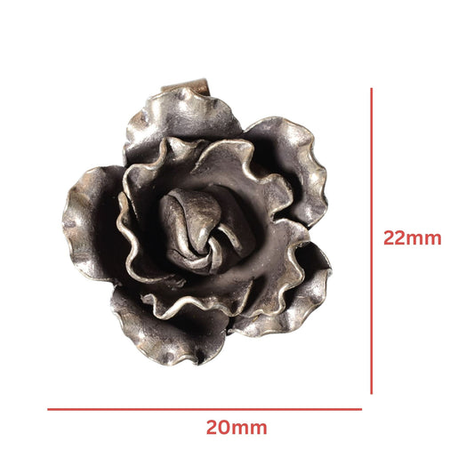 Sterling Silver Sculpted Rose Pendant - Vintage .925 Silver (22mm) by Continental Bead Suppliers