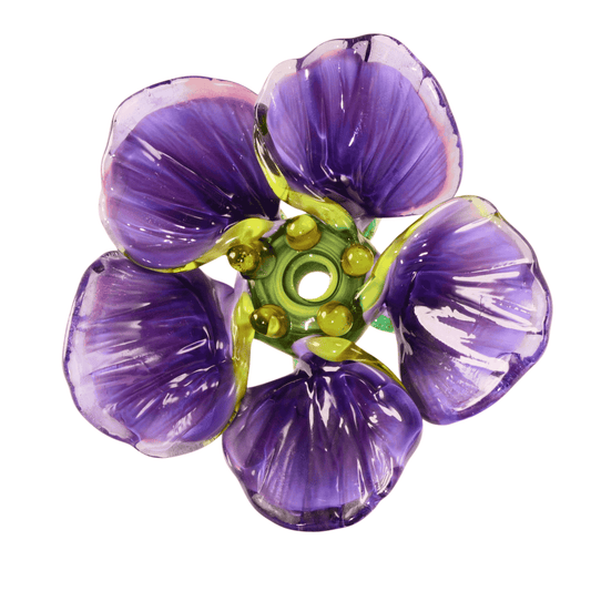 Handmade Lampwork Glass Flower Focal Bead - 46mm Purple Floral by Continental Bead Suppliers