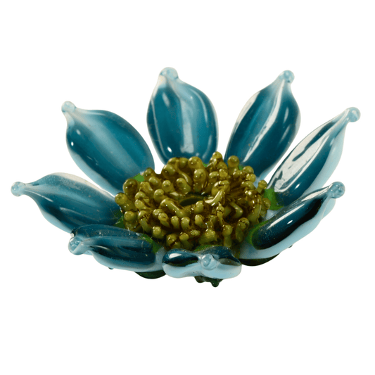 Large Blue Floral Lampwork Glass Focal Bead - 44mm by Continental Bead Suppliers
