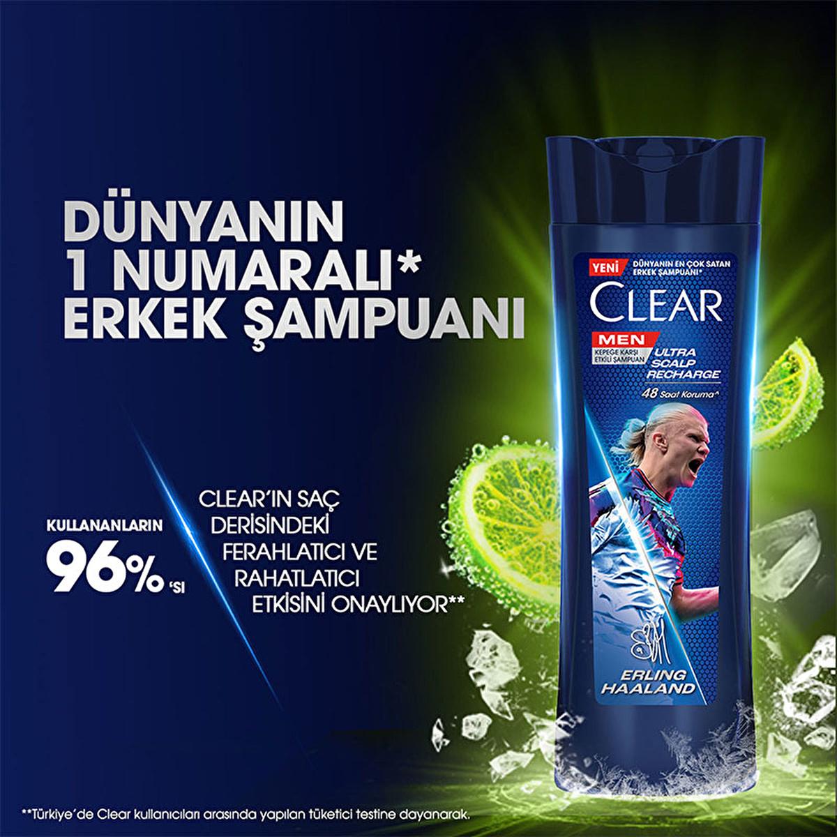 Clear Men Erling Haaland Lemon Shampoo: 48-Hour Dandruff Protection for Oily Scalp - Scalp Recharge & Refreshing Sensation by Beauty Care Bag