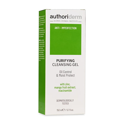 Authoriderm: Gentle Cleansing Gel for Oily & Combination Skin - Control Shine, Minimize Pores, Purifying Facial Wash, Reduce Sebum - 150ml by Beauty Care Bag