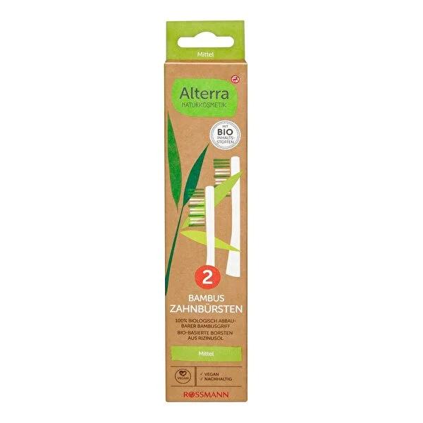 Alterra bamboo toothbrush double pack, medium