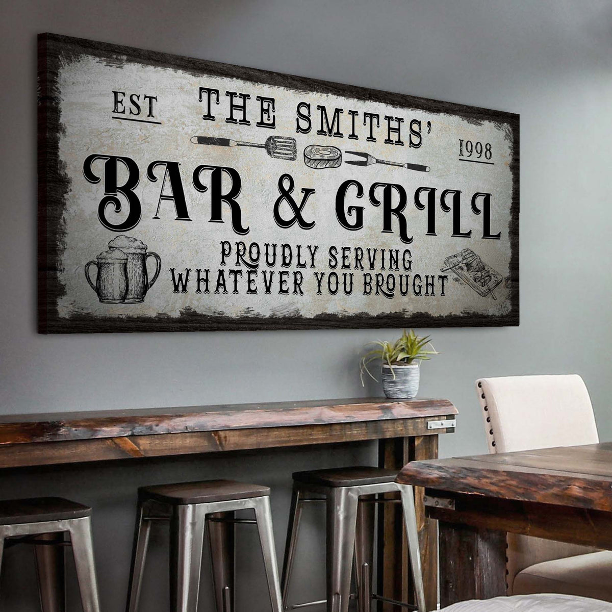 Personalized Bar and Grill Sign by Tailored Canvases