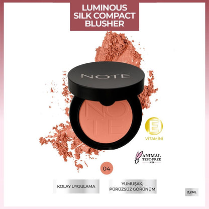 Note Luminous Silk Compact Blusher in 04 Soft Peach by Beauty Care Bag