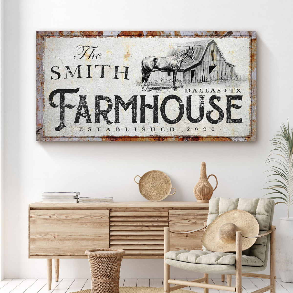 Rustic Horse Farmhouse Sign by Tailored Canvases