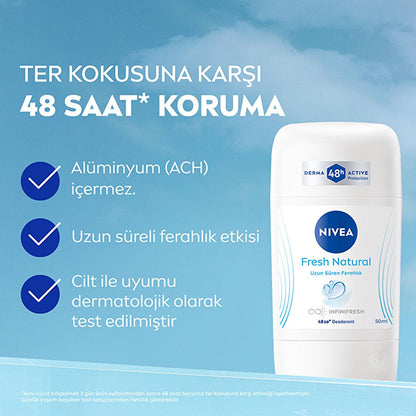 Nivea Fresh Natural Deodorant Stick for Women: 48 Hour Odor Protection, Aluminum-Free, Ocean Scent - Long Lasting Freshness by Beauty Care Bag