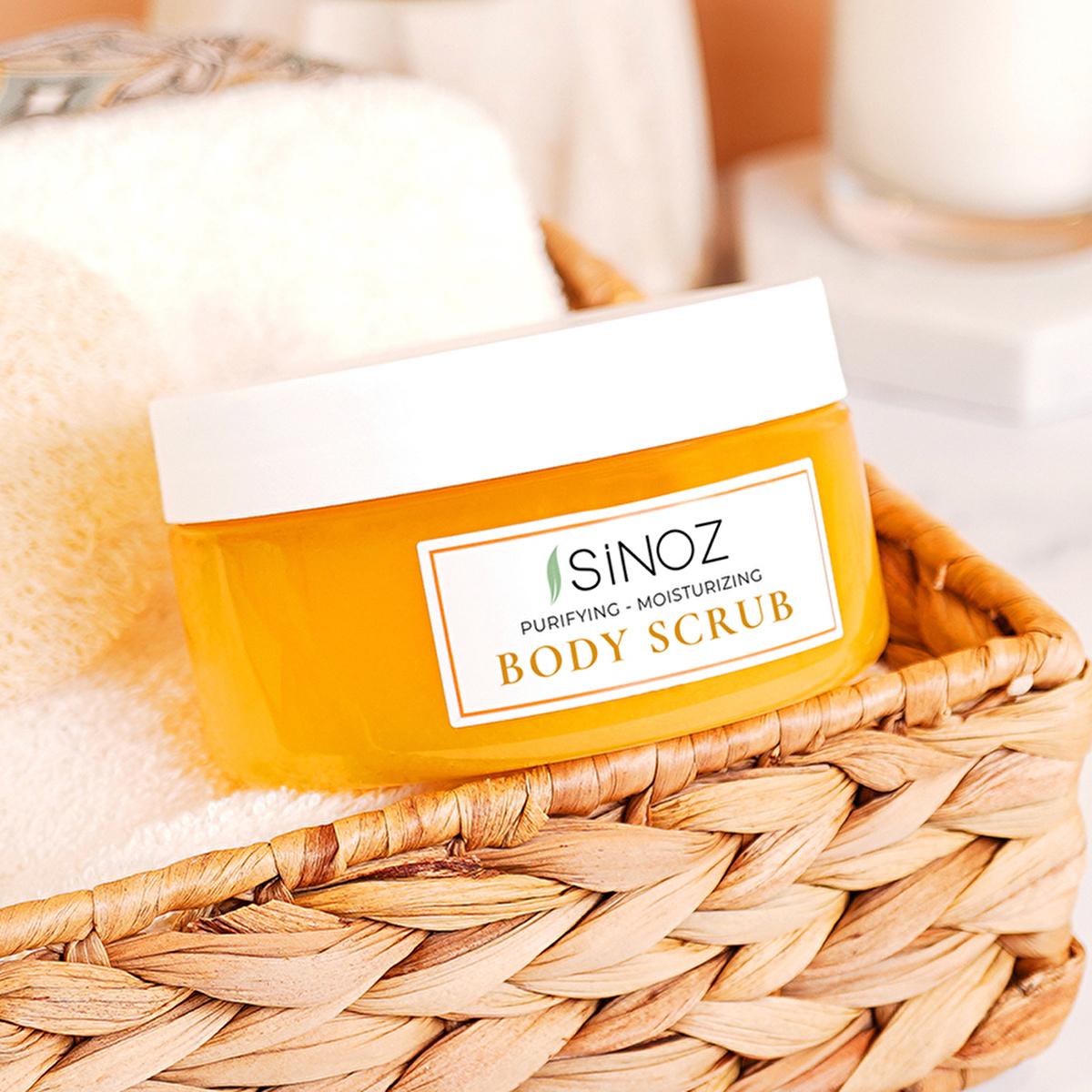 Sinoz Gold Aura Body Scrub - Exfoliating Sea Salt Scrub for Smooth, Moisturizing Skin - Natural Oils & Vitamin E by Beauty Care Bag