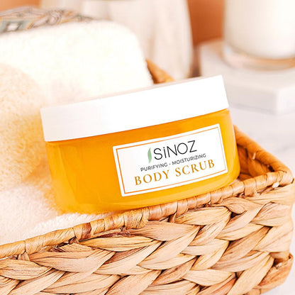 Sinoz Gold Aura Body Scrub - Exfoliating Sea Salt Scrub for Smooth, Moisturizing Skin - Natural Oils & Vitamin E by Beauty Care Bag