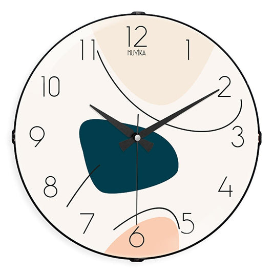Muyika 36 cm Glass Wall Clock with Silent Mechanism - Decorative Aluminum Hands by Beauty Care Bag
