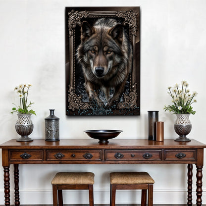 3D Wolf Wall Art II canvas by Tailored Canvases shown in a room setting, view 5
