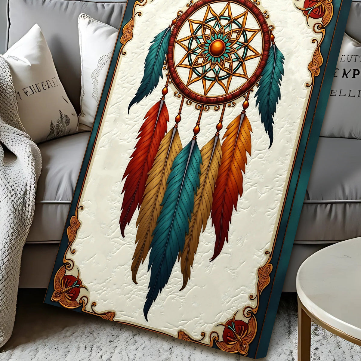 Close-up of 3D Whispering Feathers Wall Art V canvas by Tailored Canvases