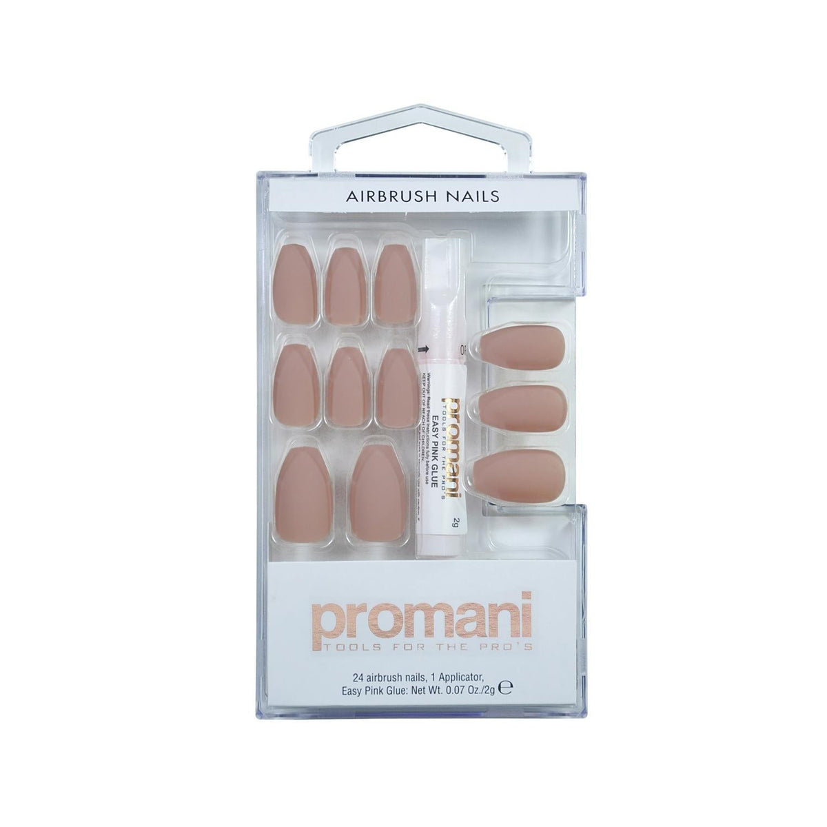 Promani Beige Matte False Nail Kit: Easy Apply, Ready to Wear, Trendy Fake Nails for a Natural, Sophisticated Look by Beauty Care Bag