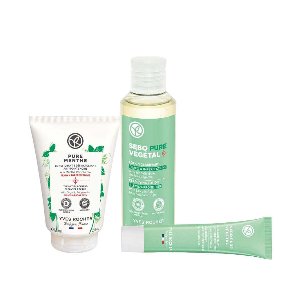 Sebo Pure Vegetal Acne-Prone Skin Care Set - Daily Cleansing Routine with Organic Mint & Botanical Salicylic Acid by Beauty Care Bag
