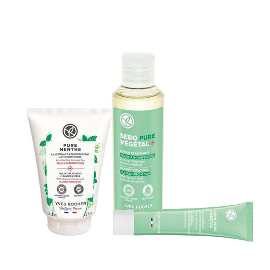 Sebo Pure Vegetal Acne-Prone Skin Care Set - Daily Cleansing Routine with Organic Mint & Botanical Salicylic Acid by Beauty Care Bag