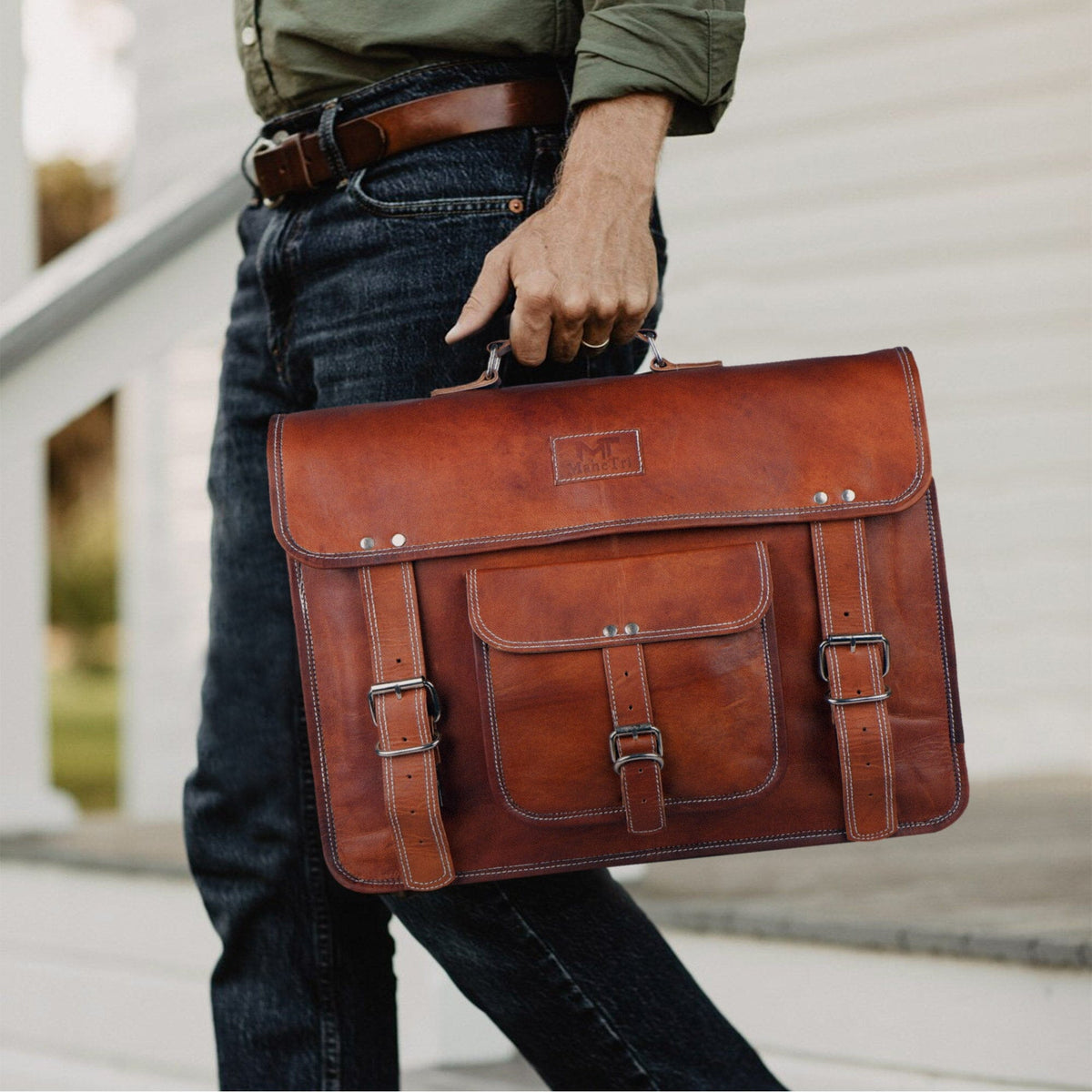 MaheTri Front Pocket by Classy Leather Bags