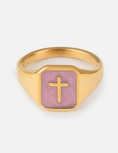 Lilac Enamel Cross Ring by Elevated Faith