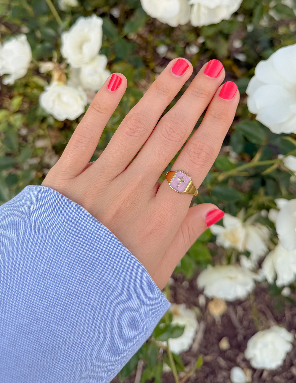 Lilac Enamel Cross Ring by Elevated Faith