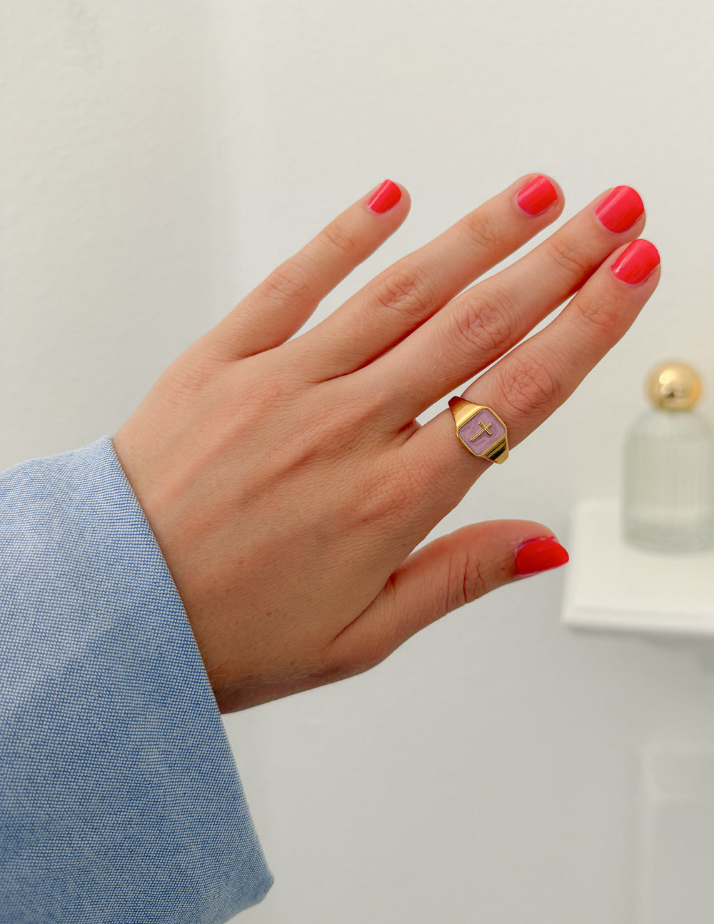 Lilac Enamel Cross Ring by Elevated Faith