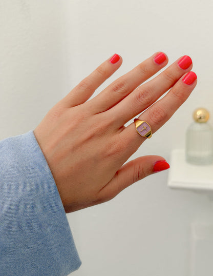 Lilac Enamel Cross Ring by Elevated Faith