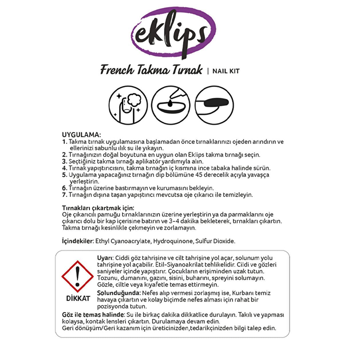 Eklips French Peach False Nails - Short KŸt Style, Ready to Wear, Easy Application with Glue & Tool Included by Beauty Care Bag