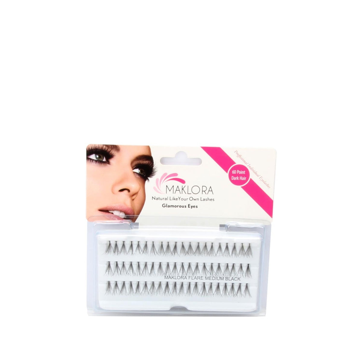 Maklora False Eyelashes - 60 Individual Lashes, 14 Strands, Medium Size for Natural Look & Customizable Application by Beauty Care Bag