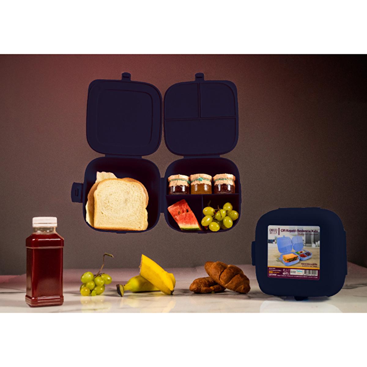 Decobella Double-Lid Food Container - Portable, Compartmentalized Lunch Box for Kids and Adults by Beauty Care Bag