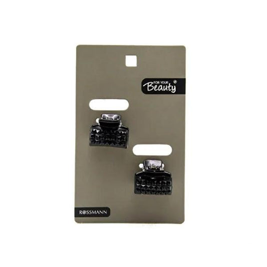 For Your Beauty Black Stone Hair Clips - Pack of 2, 6 Teeth Design by Beauty Care Bag