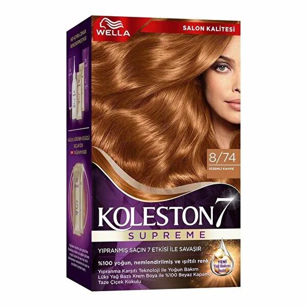 Wella Koleston Supreme 8/74 Gizemli Kahve Hair Dye: Intense, Long-Lasting Color & Gray Coverage with Moisturizing Plex Oil Technology by Beauty Care Bag