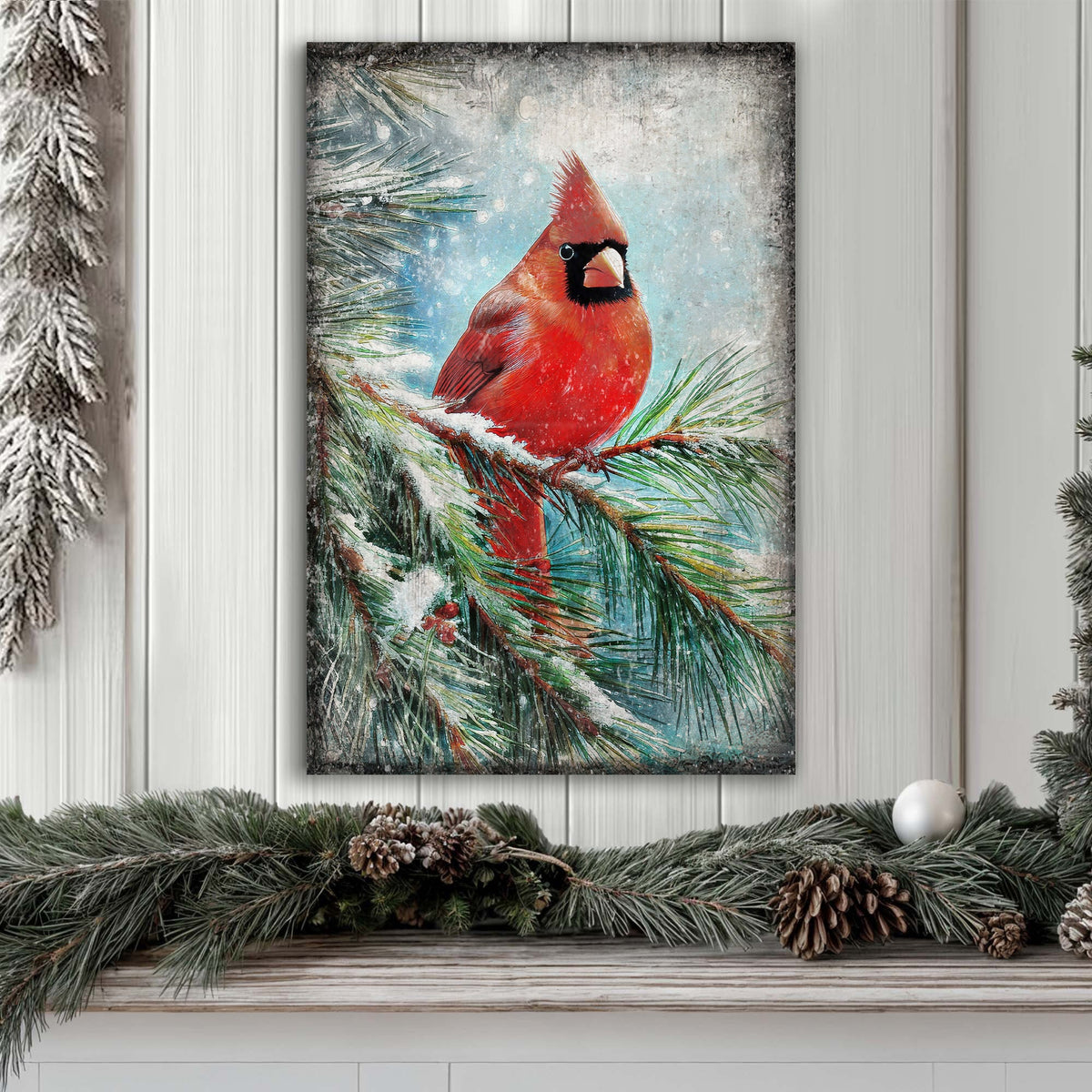 Vintage Cardinal Christmas Wall Art by Tailored Canvases