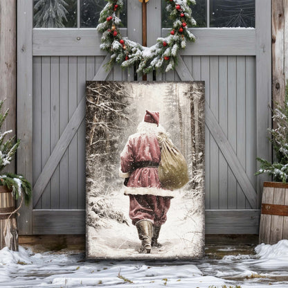 Vintage Santa Claus in Winter Forest Christmas Wall Art III by Tailored Canvases