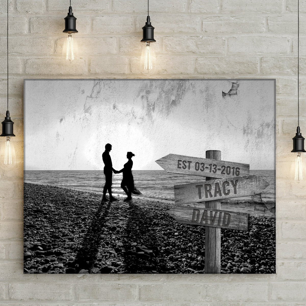 Monochrome Sunset Couple Sign by Tailored Canvases